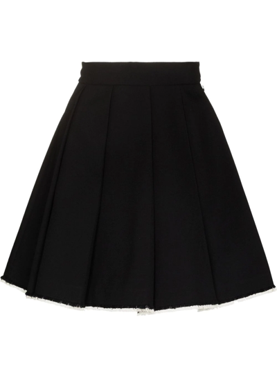 Shushu-tong Pleated Raw-hem Skirt In Black
