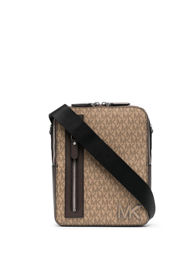Michael Kors Hudson Monogram Crossbody Bag In Brown