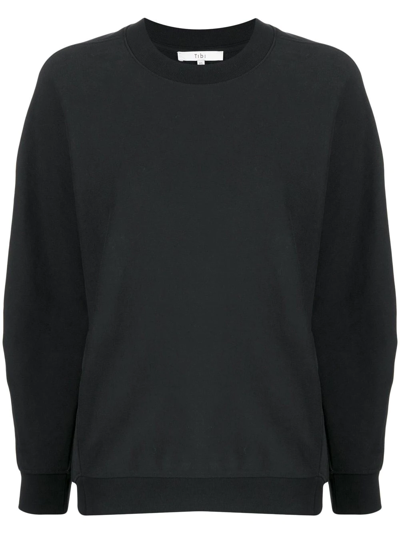 Tibi Cocoon Crewneck Sweatshirt In Black