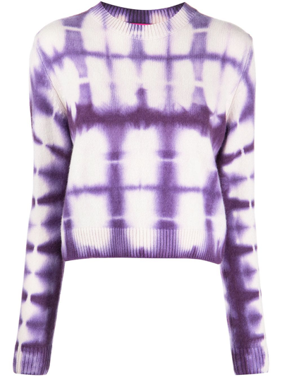 The Elder Statesman Tie-dye Print Cashmere Sweater In Purple