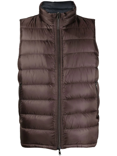 Herno Reversible Padded Down Gilet In Brown
