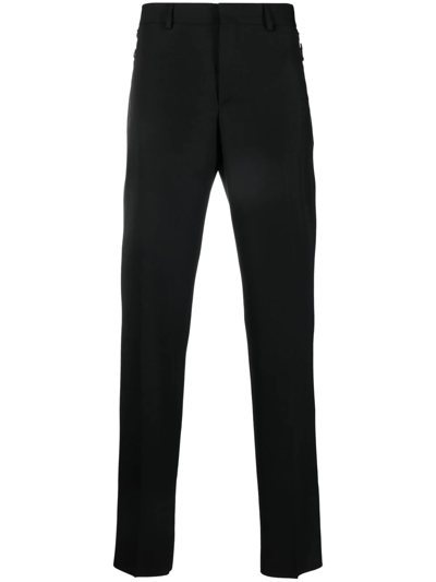 Moschino Mid-rise Slim-cut Trousers In Black