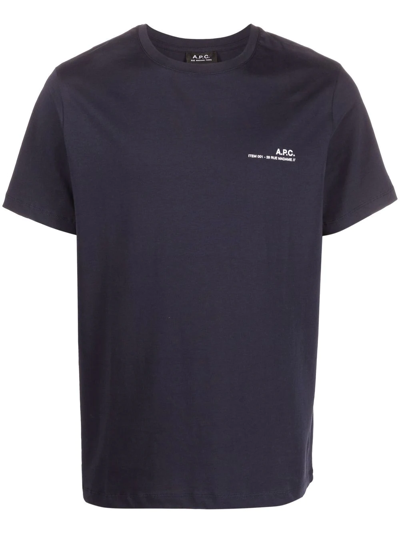 Apc Logo-print T-shirt In Blue