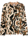 SEMICOUTURE CAMOUFLAGE JERSEY-KNIT JUMPER