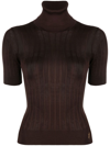 SAINT LAURENT RIBBED-KNIT ROLL-NECK TOP