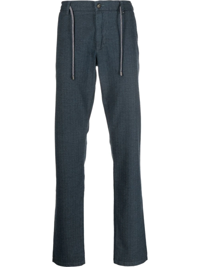 Canali Drawstring-waist Straight-leg Trousers In Blue