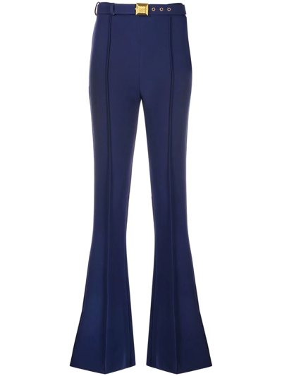 Elisabetta Franchi High-waisted Flared Trousers In Blue