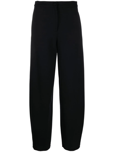 Emporio Armani High-waisted Tapered Trousers In Blue