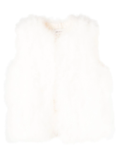 Yves Salomon Silk Feathered-finish Waistcoat In White