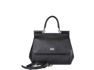Dolce & Gabbana Mini Sicily Handbag In Black