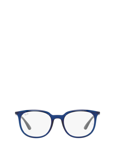 Ray Ban Rx7190 Rectangular-frame Acetate Glasses In Blue