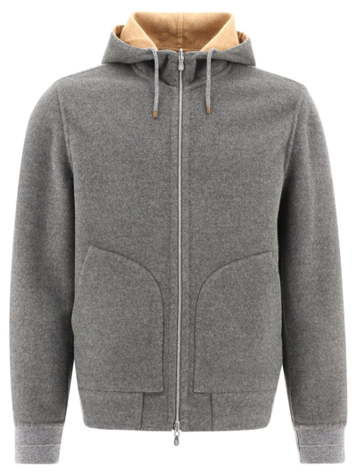 Brunello Cucinelli Reversible Zip-up Hooded Jacket In Multi