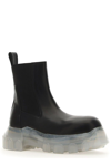 Rick Owens Beatle Bozo Leather Ankle Boots In Nero