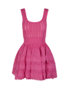 Alaïa Crino Striped Fit-&-flare Knit Mini Dress In Fucsia