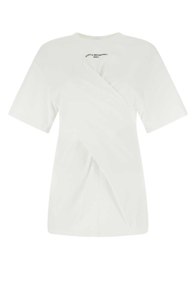 Stella Mccartney Twist Logo Printed Crewneck T-shirt In White