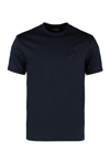 Giorgio Armani Logo Embroidered Crewneck T-shirt In Blue