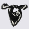 Alexander Mcqueen Graffiti-printed Frayed Edge Scarf In Nero