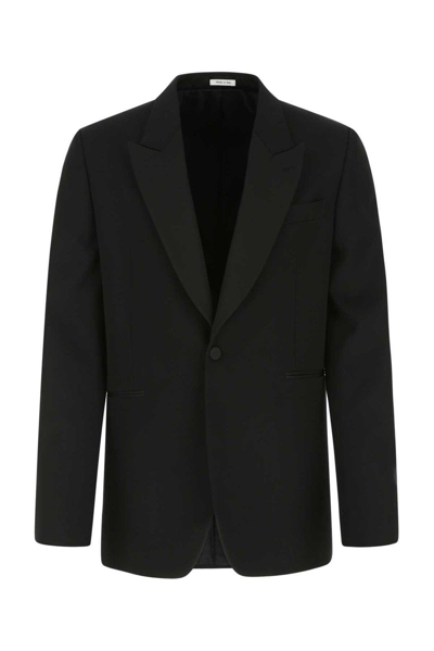 Alexander Mcqueen Single-breasted Wool Grain-de-poudre Suit Jacket In Black