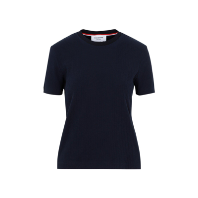 Thom Browne 4-bar Stripe Crewneck T-shirt In Blau