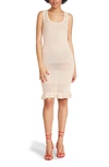 Betsey Johnson Crochet Ruffle Hem Tank Dress In Alabaster