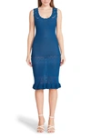 Betsey Johnson Crochet Ruffle Hem Tank Dress In Federal Blue