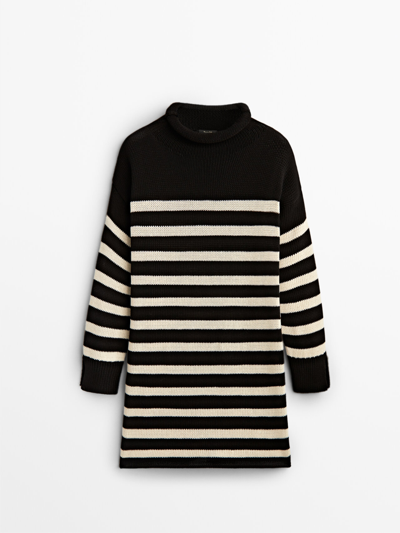 Massimo Dutti Striped Knit Dress In Dark Navy | ModeSens