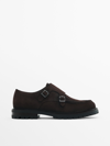 MASSIMO DUTTI WAXED LEATHER MONK SHOES