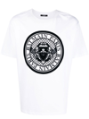 Balmain White Cotton T-shirt With Maxi Logo Print In Bianco