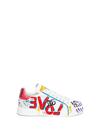 Dolce & Gabbana Calfskin Portofino Sneakers With Lettering In Multi