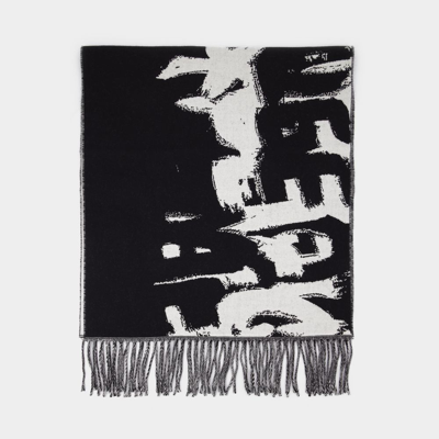 Alexander Mcqueen Graffiti Biker Scarf In Black