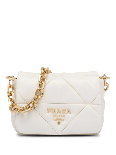 Prada System Patchwork Shoulder Bag In White