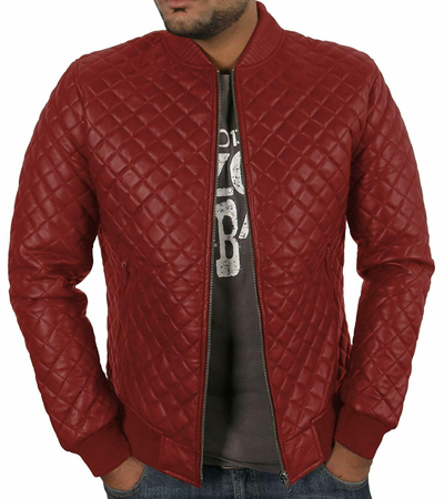 Pre-owned The Kay's Leather Gesteppte Lederjacke Herren - Boy Original Lambskin Bomber Lässige Stylish Bike