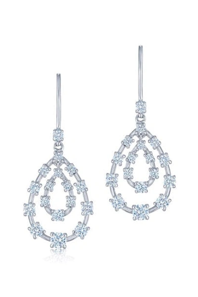 Kwiat 18kt White Gold Diamond Starry Night Double Teardrop Earrings In Silber