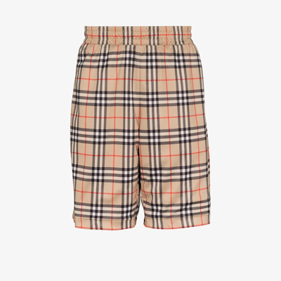 Burberry Brown Vintage Check Cotton Shorts In Neutrals