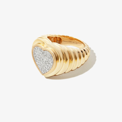 Yvonne Léon 9kt Yellow Gold Heart Diamond Signet Ring