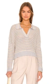 525 Stripe Polo Pullover Sweater In Baby Blue
