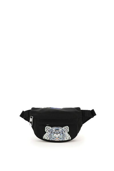 Kenzo Pouch In Technical Canvas With Embroidered Tiger In Black