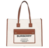 Burberry Freya Medium Two-tone Canvas And Leather Tote In Natural/tan In Natural/tan