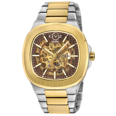 Gv2 By Gevril Potente Brown Dial Mens Watch 18120b In Two Tone  / Brown / Gold Tone / Yellow