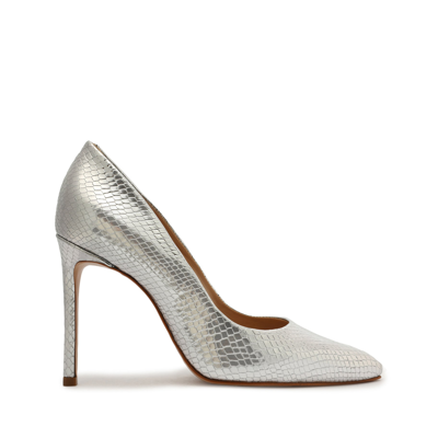 Schutz Lou Metallic Snake In Silver