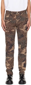 Givenchy Distressed Camouflage-pattern Slim-fit Straight-leg Jeans In 232 Brown/beige
