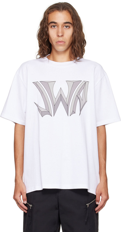 Jw Anderson Gothic-logo Oversized Cotton-jersey T-shirt In White