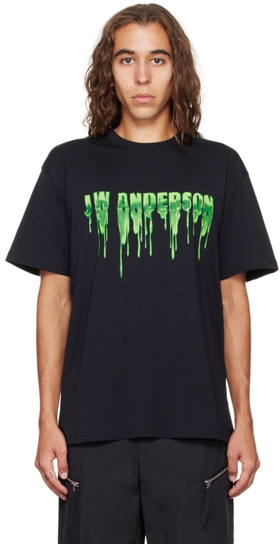 Jw Anderson Slime Logo-print Cotton-jersey T-shirt In Black