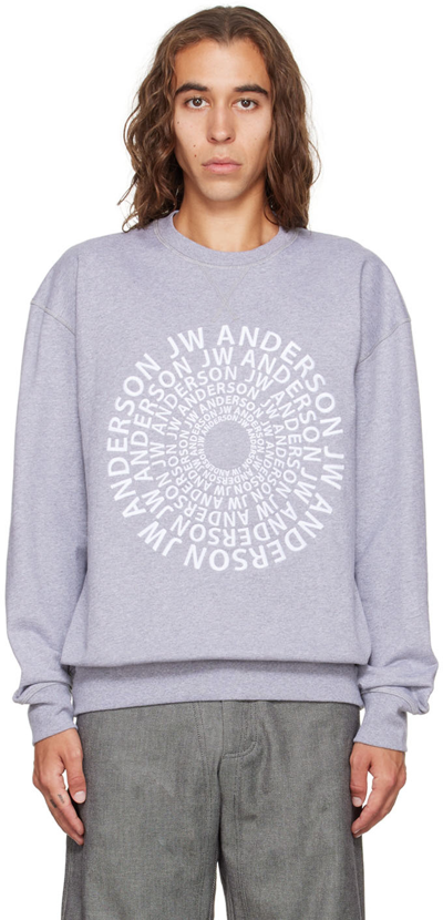 Jw Anderson Swirl Logo-embroidered Sweatshirt In Grey