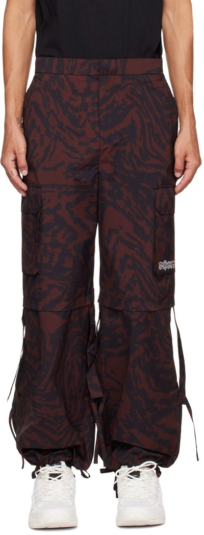 Mcq By Alexander Mcqueen Burgundy Printed Cargo Pants In 2001 Hematite