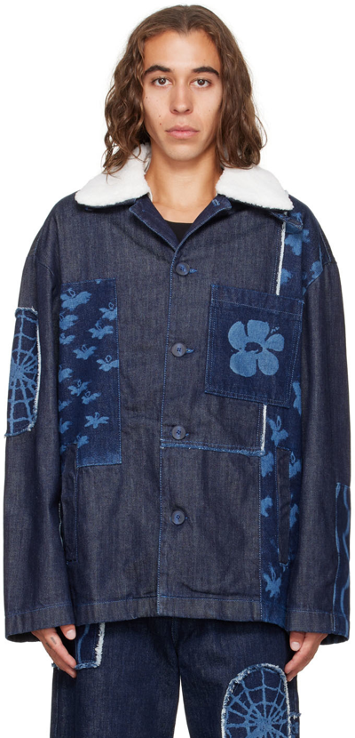 Mcq By Alexander Mcqueen Navy Bleach Denim Jacket In 4003 Indigo