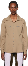 Gmbh Tan Zip Pocket Shirt In Camel
