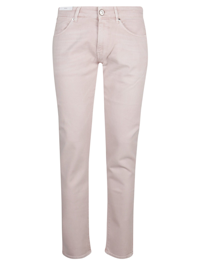 Pt01 Men's Cotton & Linen Stretch Straight-leg Jeans In Pink