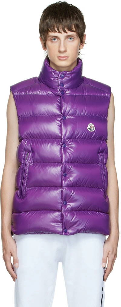 Moncler Tibb Logo-patch Padded Gilet In Purple