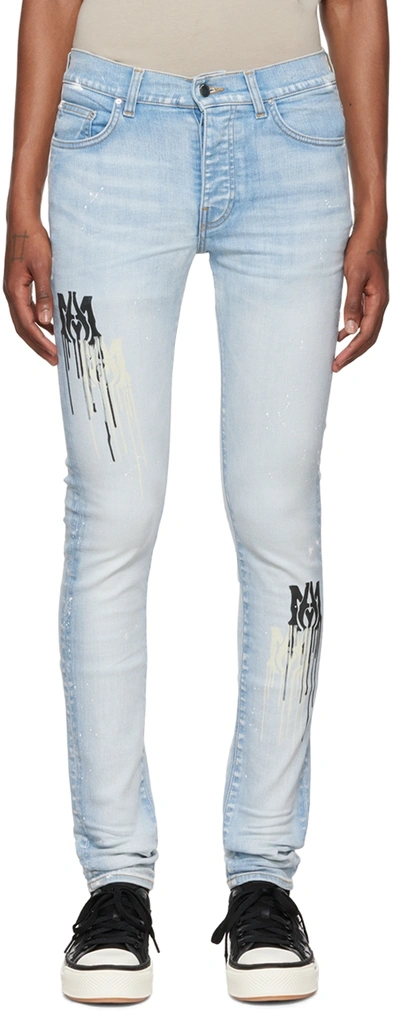 Amiri Ma Super-skinny Stencil Jeans In Light Indigo